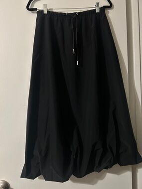 Zara Black A-Line Drawstring Maxi Skirt